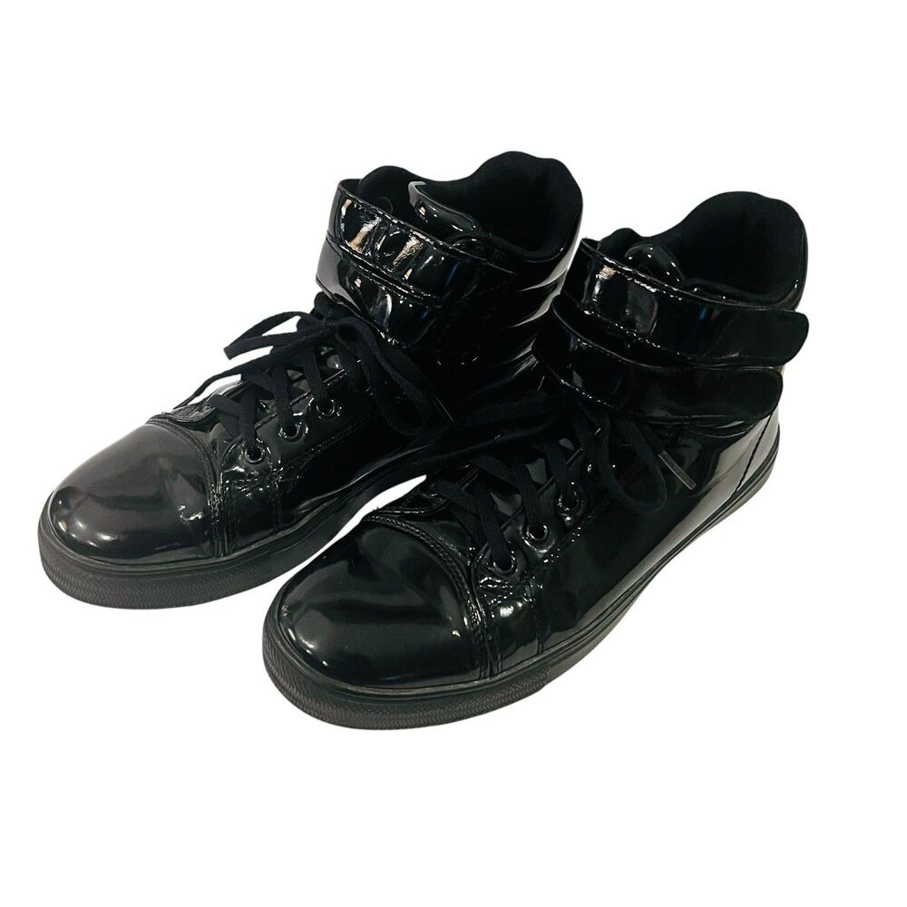 Hi-Top Black Glossy Sneakers Dance Womens Size 10 Alexandra